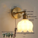 Axyaa Copper Glass LED Wall Light Sconce Rotate Pull Chain Switch Nordic Modern