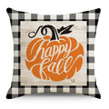 Axyaa Thanksgiving Pumpkin Maple Leaves Linen Cushion Cover for Home Decor