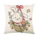 Axyaa Spring Rabbit Pillowcase 45x45cm Decorative Linen Sofa Cushion Cover