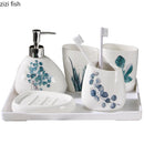 Axya Nordic Ceramic Bathroom Set: Soap Dispenser, Toothbrush Holder, Tumbler, Soap Dish