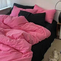 Axyaa Korean Style Stripe Grid Bedding Set Twin Queen Full Size Bed Linen