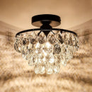 Axyaa Modern Black K9 Crystal Ceiling Light - LED Bulbs included