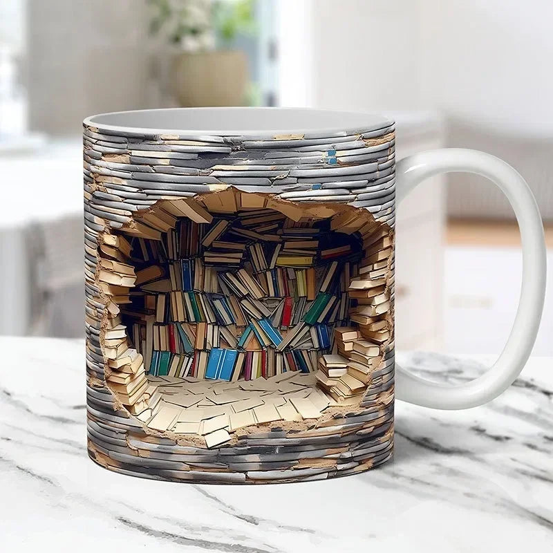 Axyaa Ceramic Library Book Mug Shelf Creative Space Design Coffee Cup Gift