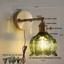 Axyaa Copper Glass LED Wall Light Sconce Rotate Pull Chain Switch Nordic Modern