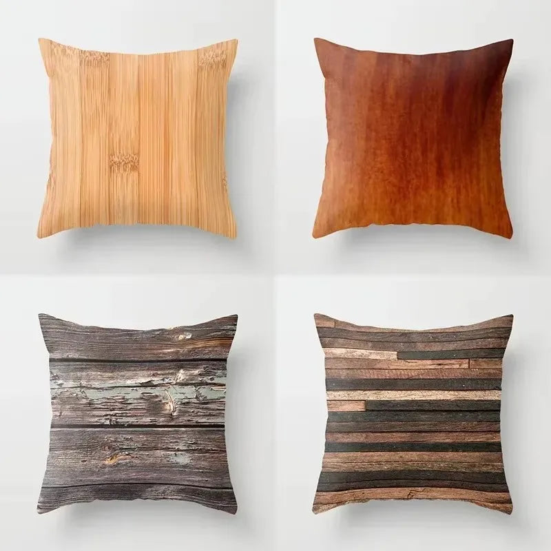 Axyaa Wood Texture Marble Pillowcases - Geometric Cushions Case for Home Decor