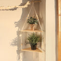 Axyaa Triangle Wood Wall Shelf Boho Decor Stand for Living Room Bedroom