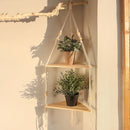 Axyaa Triangle Wood Wall Shelf Boho Decor Stand for Living Room Bedroom