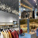 Axyaa Luxury Modern Chandelier with Gold Sequins and Stainless Steel Leaf
