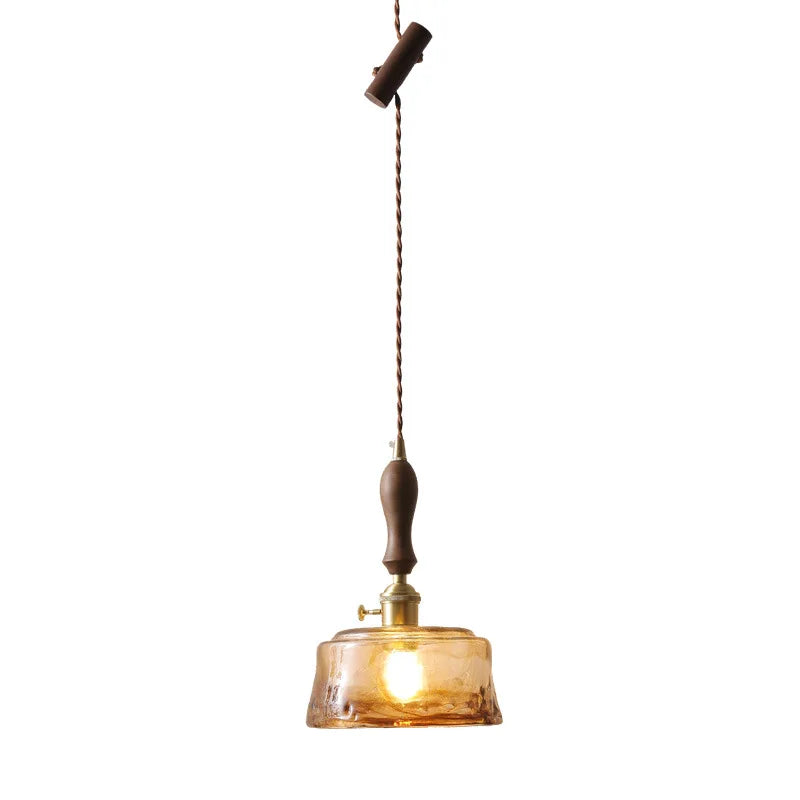 Axyaa Amber Glass Pendant Lamps Copper Modern Hanging Lights Fixtures