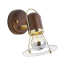 Axyaa Retro Walnut LED Glass Wall Lamp with Switch for Bedroom, Balcony & Aisle Decor