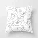 Minimalist White Pillow Cover - Axyaa Portrait Sketch Nordic Cushion