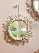 Handwoven Macrame Mirror Wall Hanging by Axyaa - Boho Nordic Decor for Home & Living Spaces