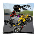 Axyaa Stunt Motorcycle Cartoon Soft Plush Cushion Cover Pillow Case