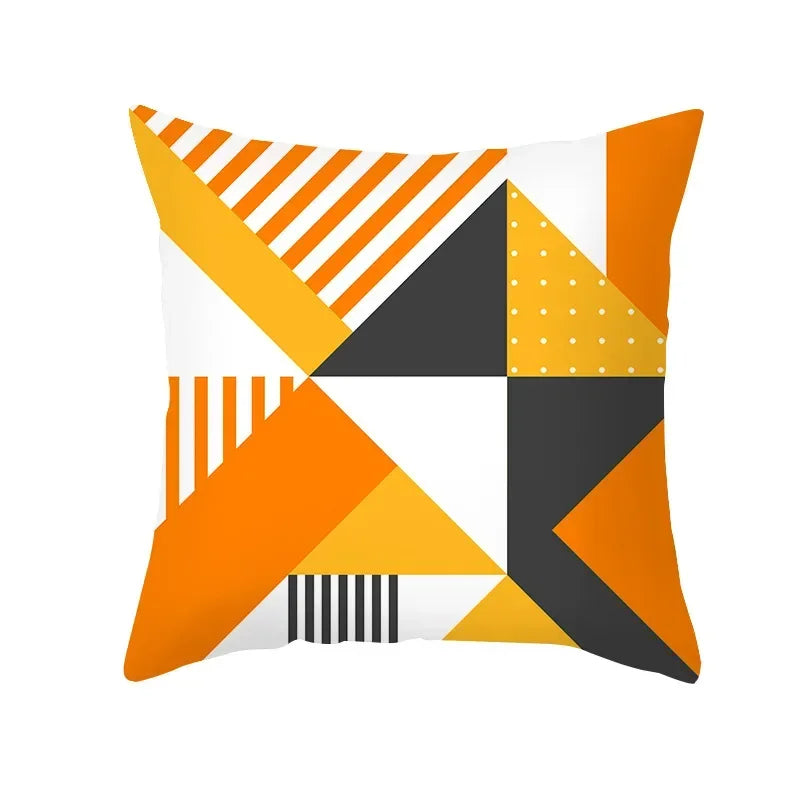 Axyaa Yellow Orange Abstract Geometry Print Pillow Cover 45x45cm