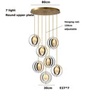 Axyaa Gold Marble Chandelier, Adjustable Round Ceiling Light for Villa Hotel