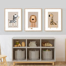 Axyaa Bohemian Giraffe Zebra Lion Toddler Mural Canvas Set