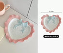 Axyaa Bowknot Dinner Plate for Girls - Heart Design, Ideal for Breakfast, Desserts & Snacks