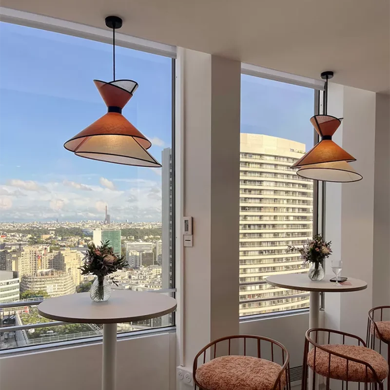 Axyaa Grand Kimono Pendant Lamp: Handmade Fabric Speaker Light with Minimalist Japanese Design
