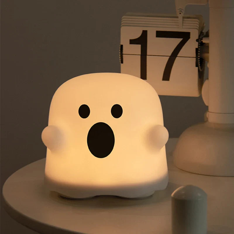 Axyaa Boo Ghost Silicone Lamp: Touch Sensor Dimmable LED Night Light, Rechargeable