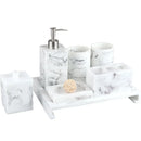 Axya Marble Bathroom Set: Toothbrush Holder, Cup, Tray, Storage Accessories