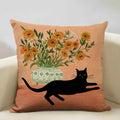 Axyaa Beauty Girl Cat Print Linen Pillowcase Portrait Cartoon Home Decor Cover