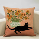 Axyaa Beauty Girl Cat Print Linen Pillowcase Portrait Cartoon Home Decor Cover