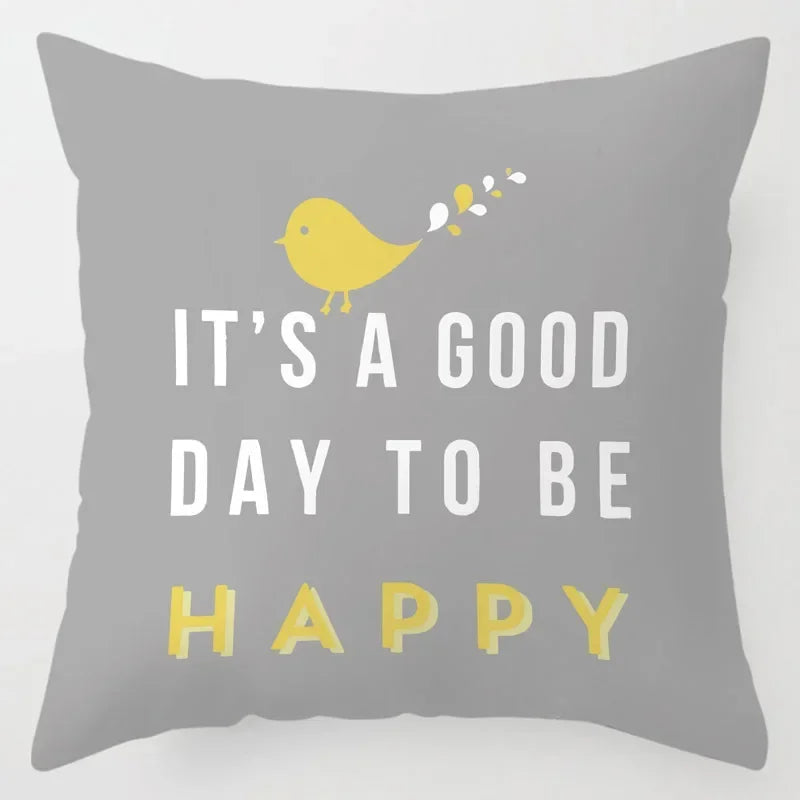 Axyaa You are My Sunshine Yellow Gray Chevron Words Decorative Pillow Covers