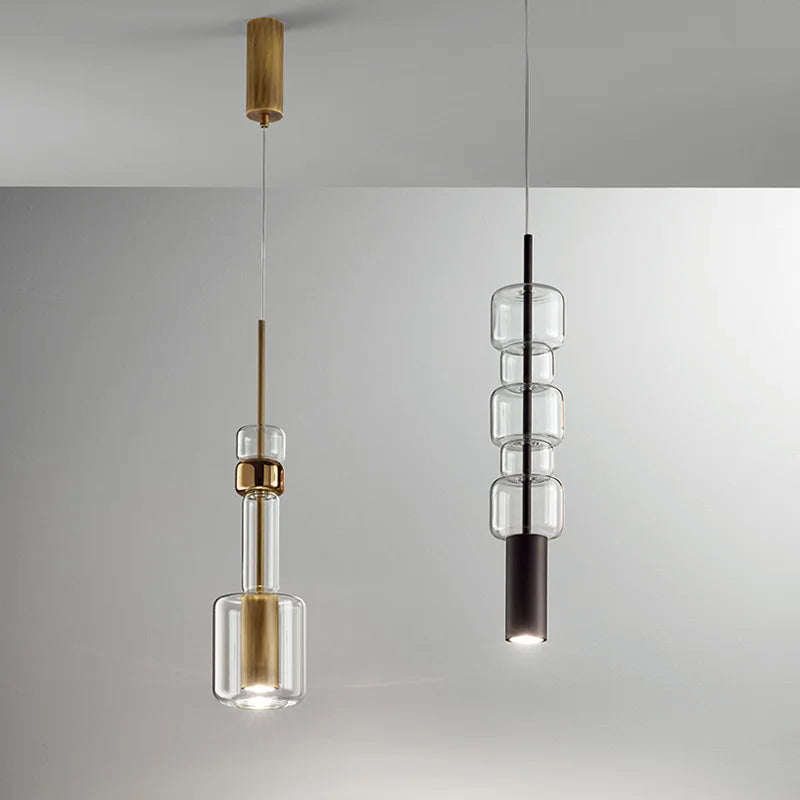 Axyaa Cylindrical Glass Pendant Light for Living Room Kitchen Restaurant Bedside