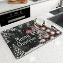 Axyaa Christmas Tree Fir Absorbent Draining Mat for Quick Drying in Kitchen and Bathroom