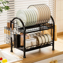 Axyaa Iron Dish Drainer Rack with Utensil Holder | Kitchen Organizer for Dishes & Cutlery