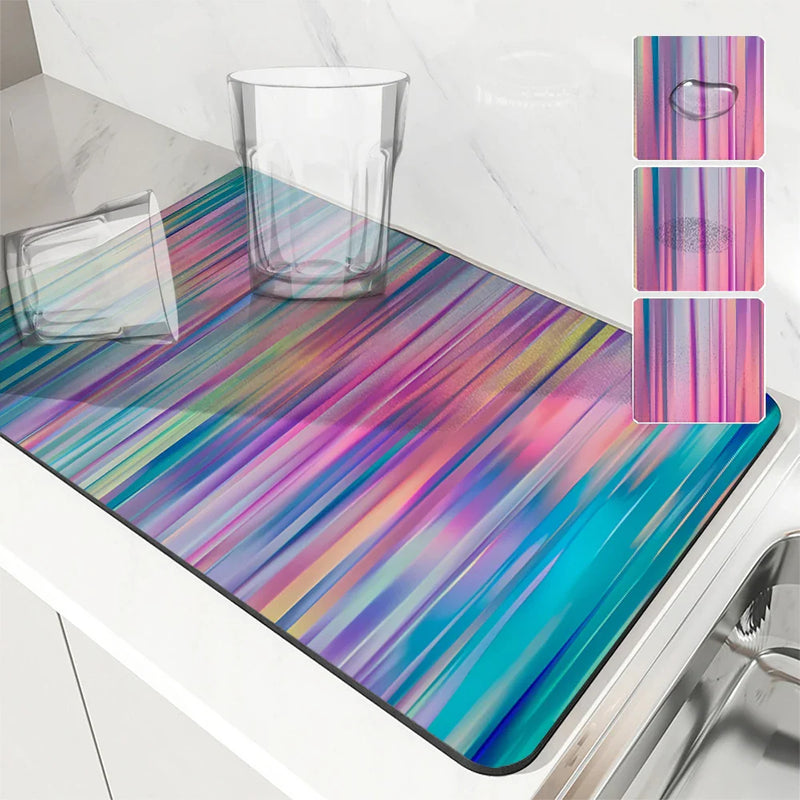 Axyaa Geometric Kitchen Absorbent Draining Mat