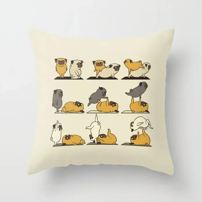 Axyaa Yoga Panda & Avocado Cartoon Animal Throw Pillow Bundle