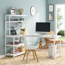 Axyaa Large Computer Desk with Wireless Charging and 5 Storage Shelves, Office Study Writing Table