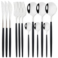 Axyaa 12-Piece Black Gold Stainless Steel Cutlery Set for Parties and Kitchens