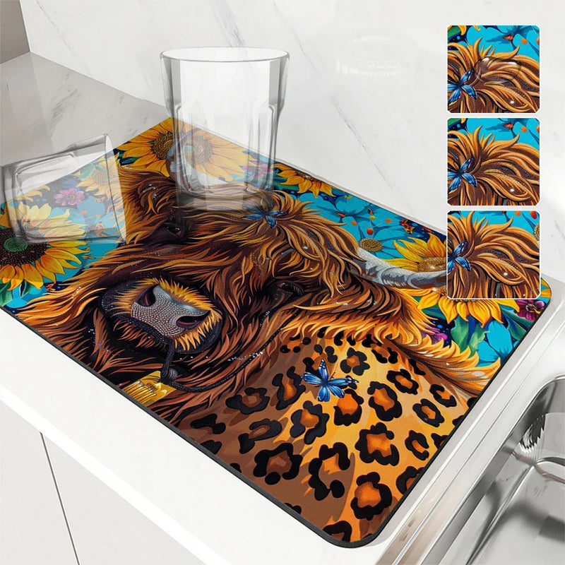 Axyaa Absorbent Mat for Plants Flowers Cow Kitchen Bathroom Anti-skid Drying Pad
