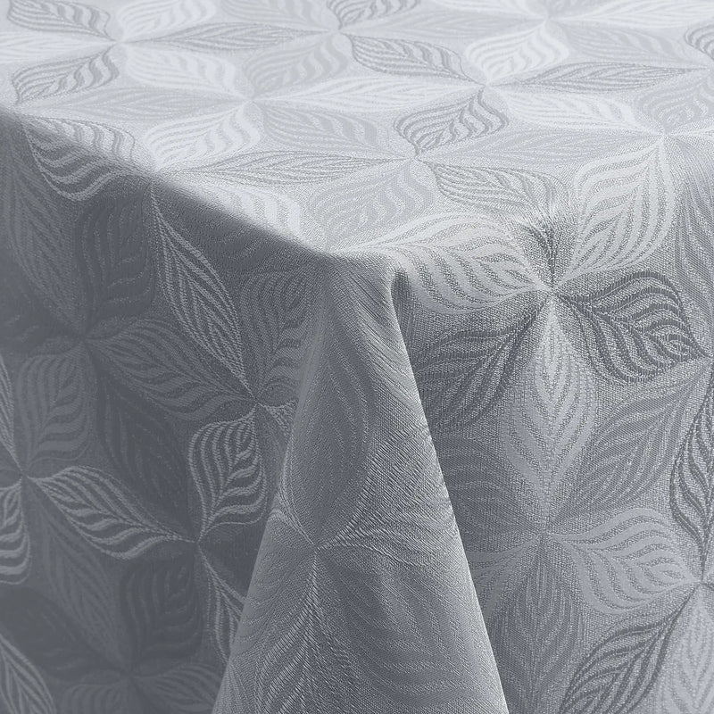 Axyaa Jacquard Leaf Flower Polyester Tablecloth Grey