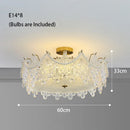 Axyaa French Cream Glass Chandelier Modern Minimalist Art for Living Room