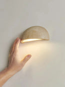 Axyaa Vintage Yellow Stone Wall Lamp, Japanese Wabi Sabi Style for Bedroom Headboard
