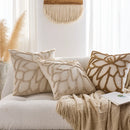 Axyaa Chenille Floral Pillow Cover 45x45cm in Beige Brown Pink Orange