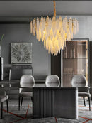 Axyaa Marble Leaves Chandelier Pendant Light - Modern Taper Shape LED Hanging Lamp