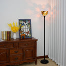 Axyaa Industrial Stained Glass Torchiere Floor Lamp