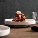 Axyaa Gold Edge Ceramic High Foot Plate: Creative Restaurant Tableware