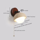Axyaa Mid Century LED Wall Lights, Yellow Travertine Finish, Pull Chain Switch