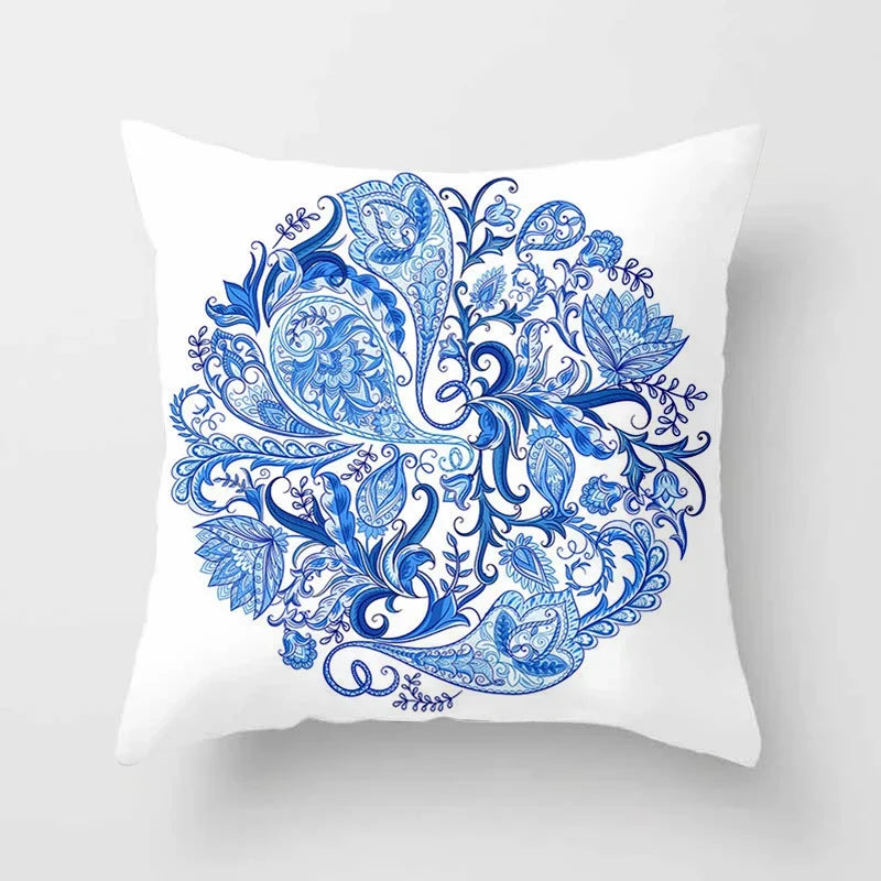 Axyaa Blue Mandala Pattern Pillow Case 45*45cm