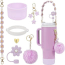 Axyaa 7/8pcs Cup Set: Handle Strap, Boot, Straw Cover, Charms for 40oz 30oz Tumbler