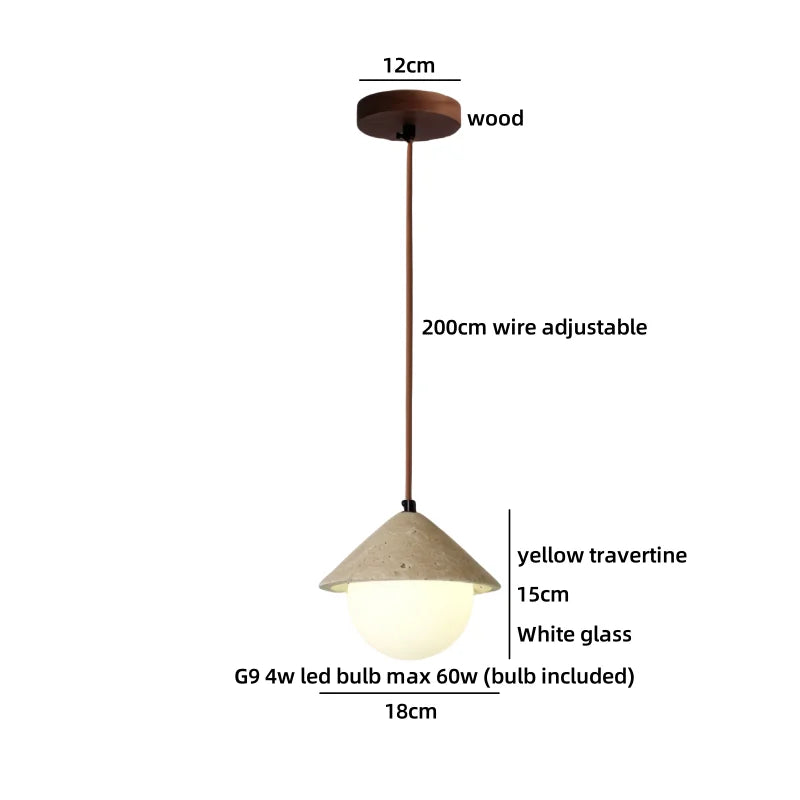 Axyaa White Glass Ball LED Pendant Lights with Wooden Base