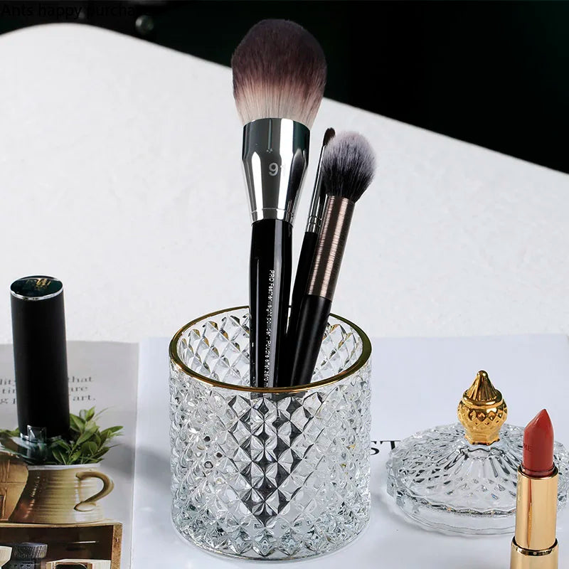 Axya Glass Jar with Cover: Jewelry, Candy, Cotton Swab Organizer