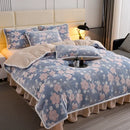 Axyaa High-End Jacquard Milk Fleece Winter 4-Piece Bed Set