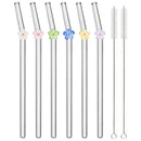 Axyaa Glass Straw Set: 6 Reusable Smoothie Eco Friendly Drinking Straws