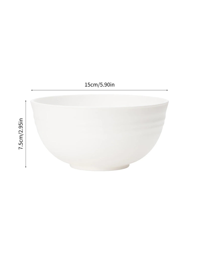 Axyaa White Grain Bowl Set - Reusable Plastic Dinner Bowls for Food, Dessert, Camping